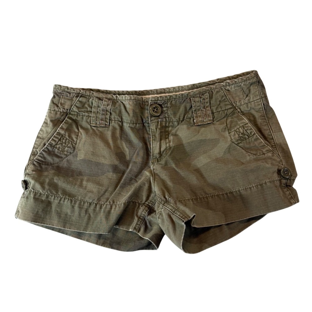 Vtg American Eagle Camo Micro Shorts Y2K Size 4 Low Rise Mini Grunge Bella Swan